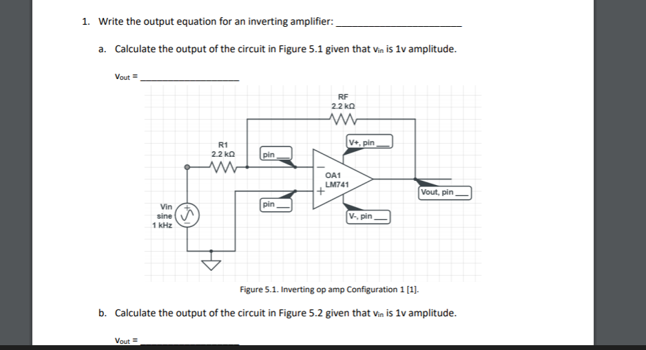 Solved 1. Write the output equation for an inverting | Chegg.com