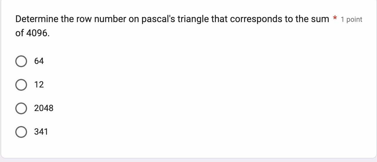 Solved Determine the row number on pascal's triangle that | Chegg.com