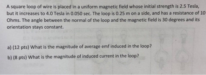Solved A square loop of wire is placed in a uniform magnetic | Chegg.com
