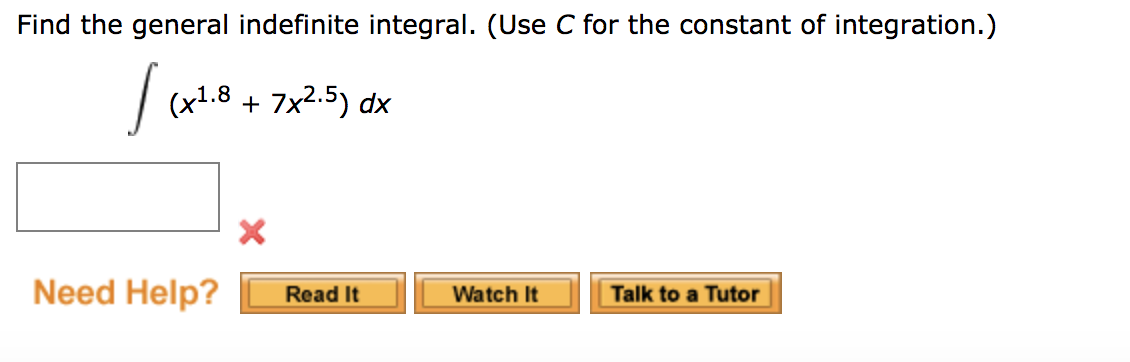 Solved Evaluate The Indefinite Integral Use C For The Chegg Com