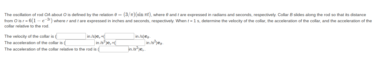 Solved The Oscillation Of Rod OA About O Is Defined By The | Chegg.com