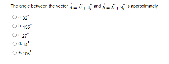 Solved The Angle Between The Vector A=7i^+4j^ And B=2i^+3j^ | Chegg.com