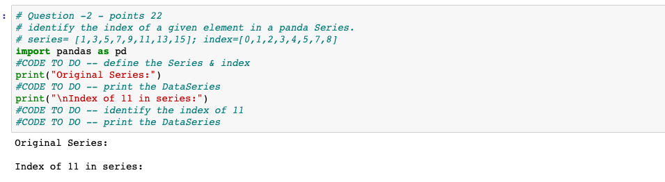 Solved : # Question -2 - points 22 # identify the index of a | Chegg.com