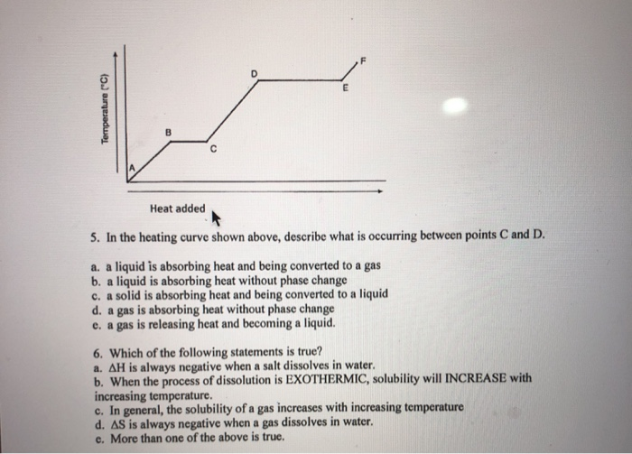 Solved Heat added 5. In the heating curve shown above, | Chegg.com