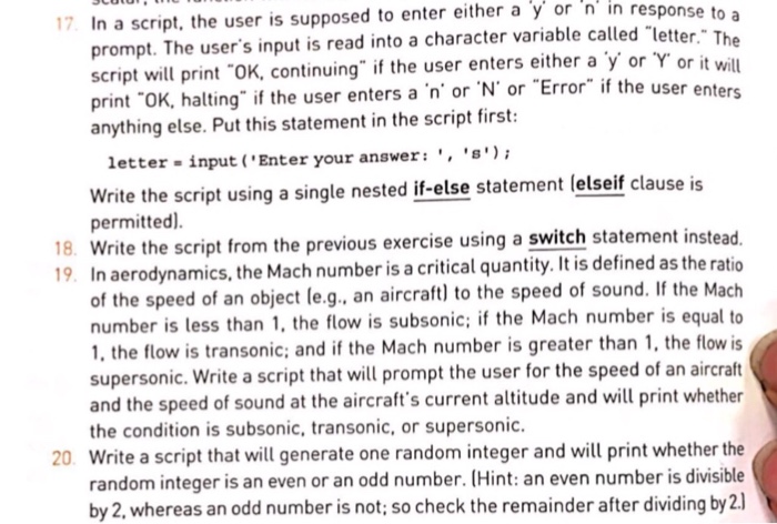 Solved in response to a 17 In a script, the user is supposed | Chegg.com