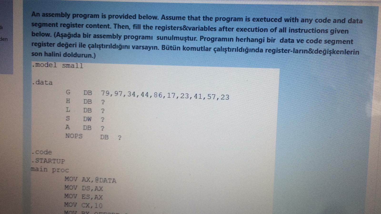 Solved Hen An assembly program is provided below. Assume | Chegg.com