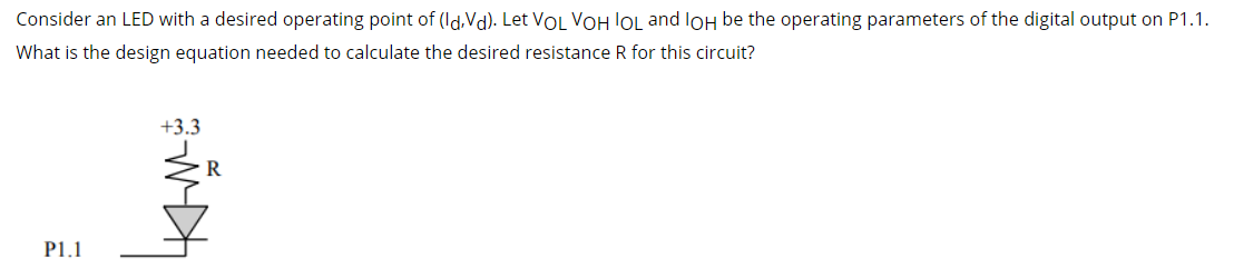 Solved Consider an LED with a desired operating point of | Chegg.com