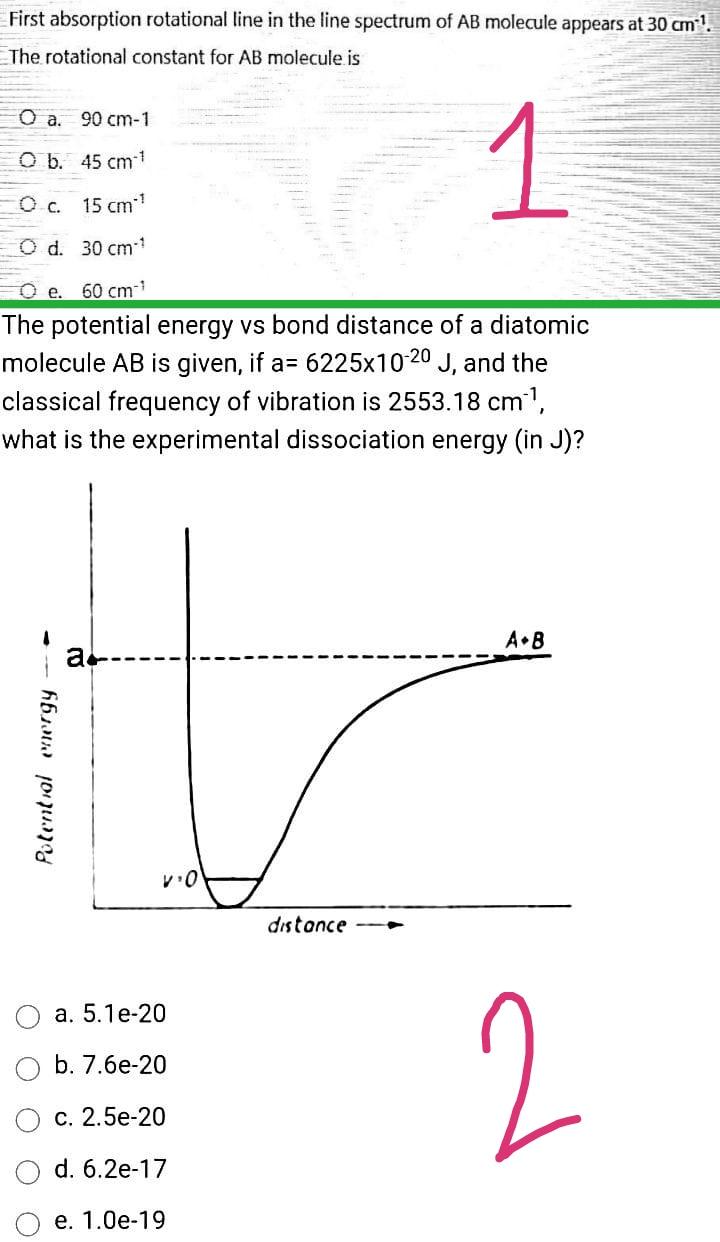 Solved First absorption rotational line in the line spectrum | Chegg.com