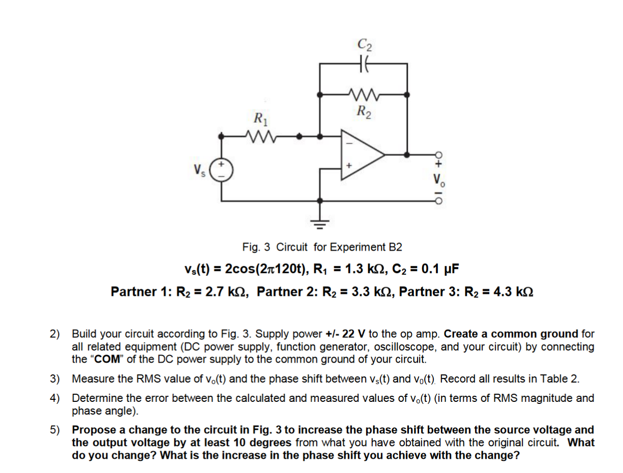 Solved Fig. 3 Circuit For Experiment B2 | Chegg.com