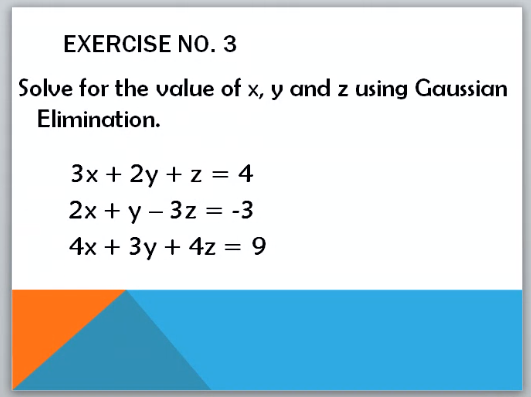 Solved EXERCISE NO. 3 Solve for the value of x, y and z | Chegg.com