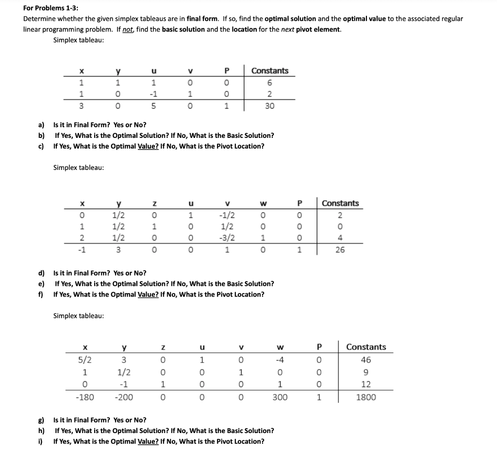 exampleofbankeralgorithm fixed - banker’s algorithm... Solved For Problems 1-3: Determine whether the given simplex | Chegg.com