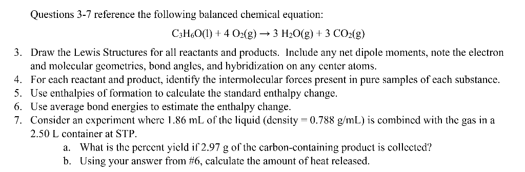 Solved Questions 3-7 reference the following balanced | Chegg.com