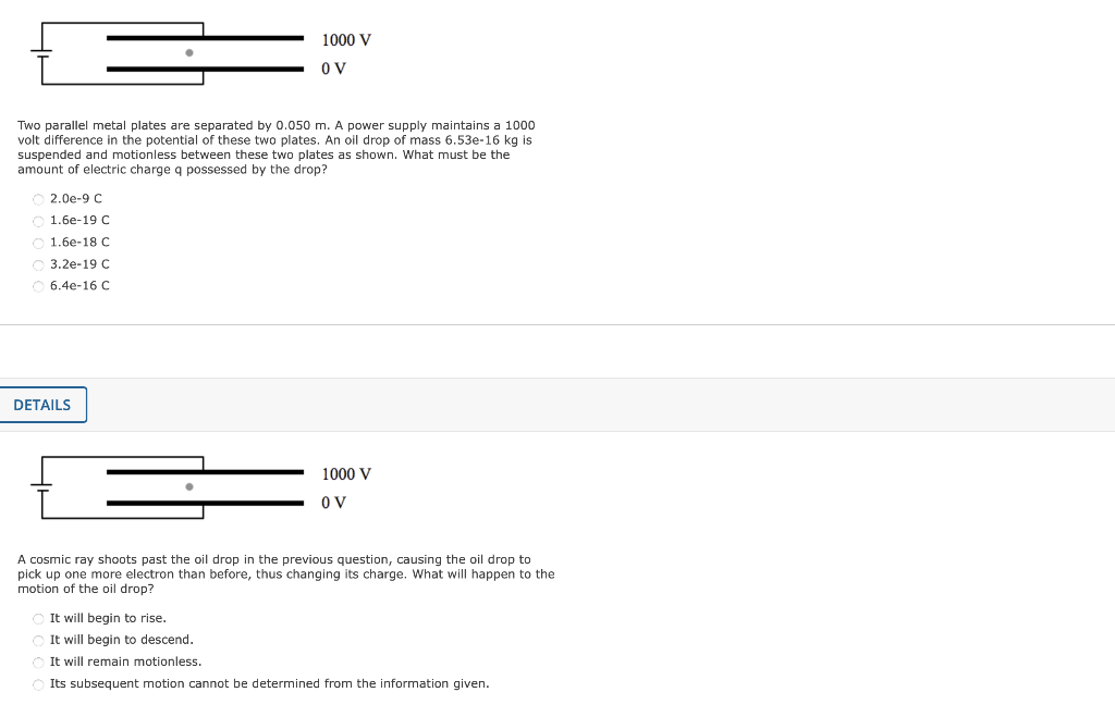 Solved 1000 V OV Two parallel metal plates are separated by