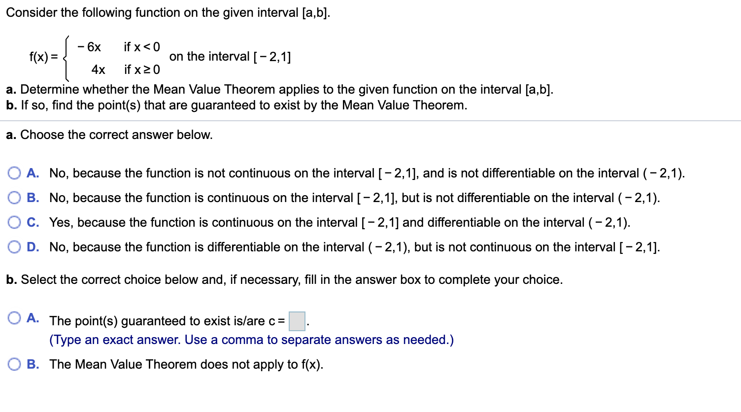 Solved Consider the following function on the given interval | Chegg.com