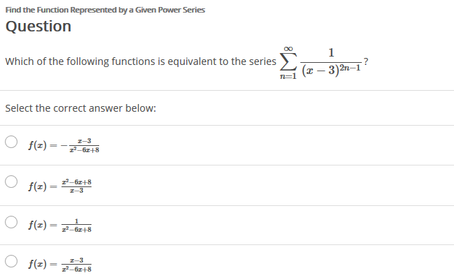 Solved Find The Function Represented By A Given Power Series | Chegg.com