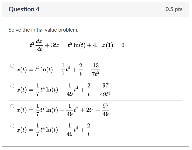 Solved Question 4 0.5 pts Solve the initial value problem. | Chegg.com