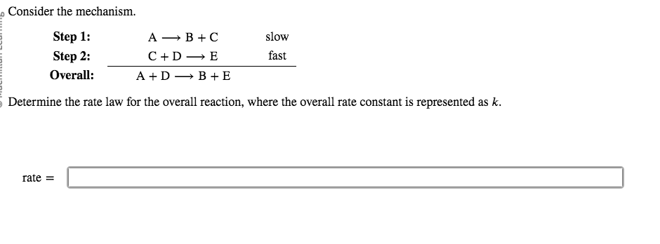 Solved Consider the mechanism. Step 1: Step 2: Overall: | Chegg.com