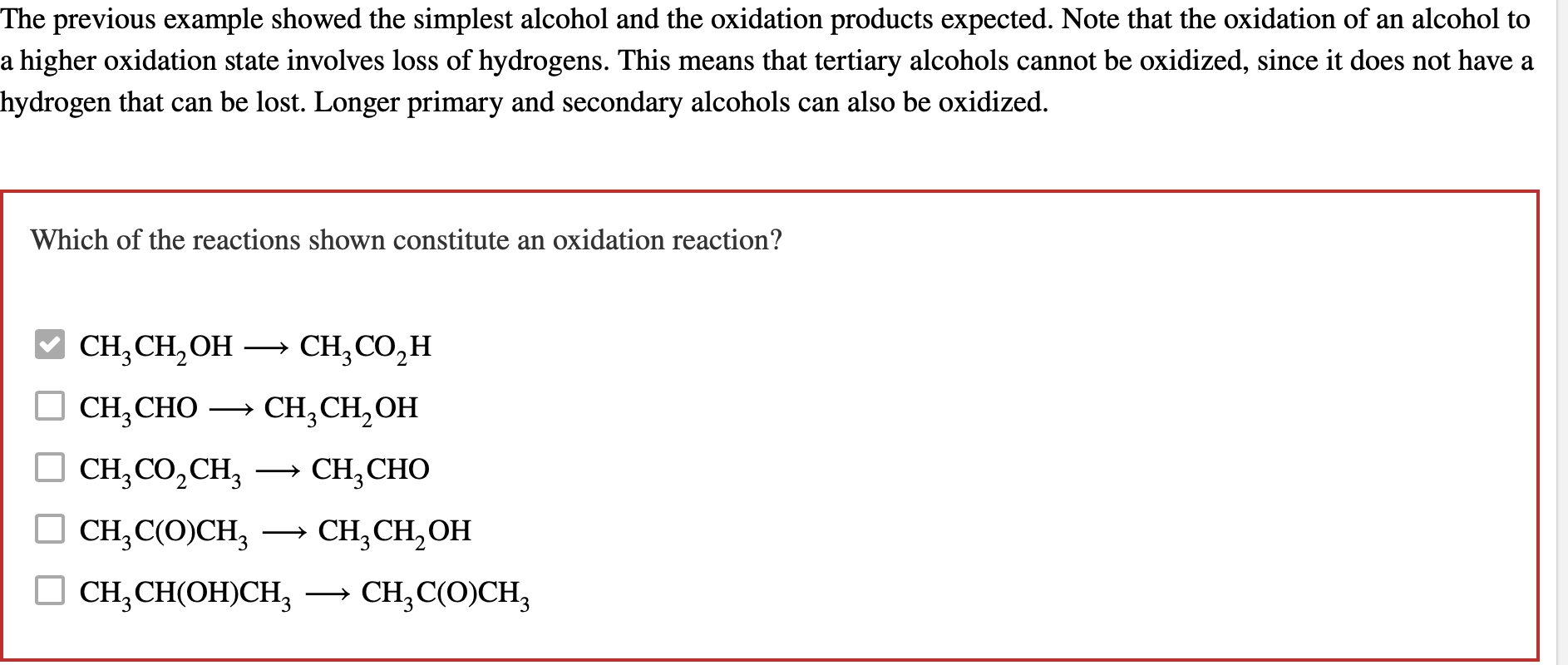 Solved The previous example showed the simplest alcohol and