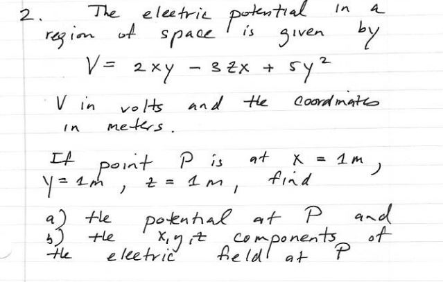 Solved 2 A Region V 2 The Electric Potential Of Space Chegg Com