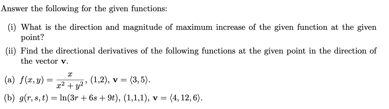 Solved Answer The Following For The Given Functions: (i) | Chegg.com