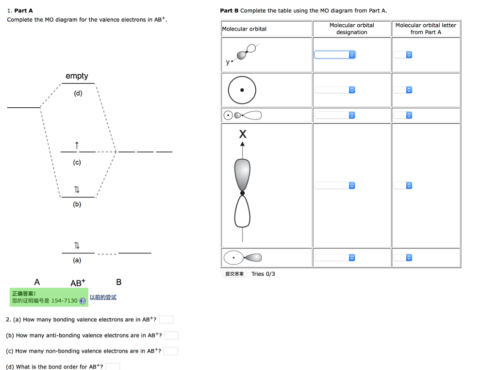 Solved 1. Part A Part B Complete the table using the MO | Chegg.com