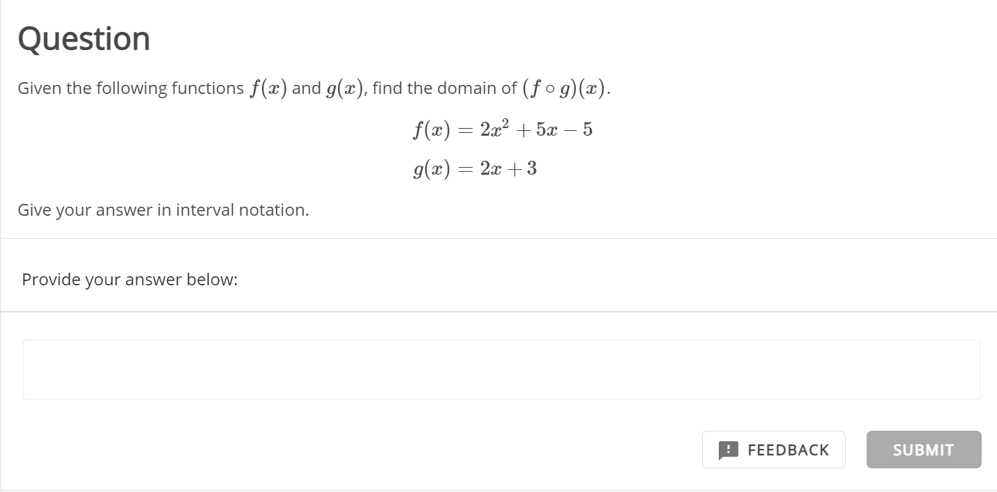 Solved Question Given The Following Functions F X And G X