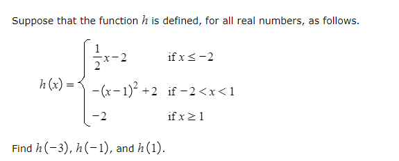 Solved Suppose that the function h is defined, for all real | Chegg.com