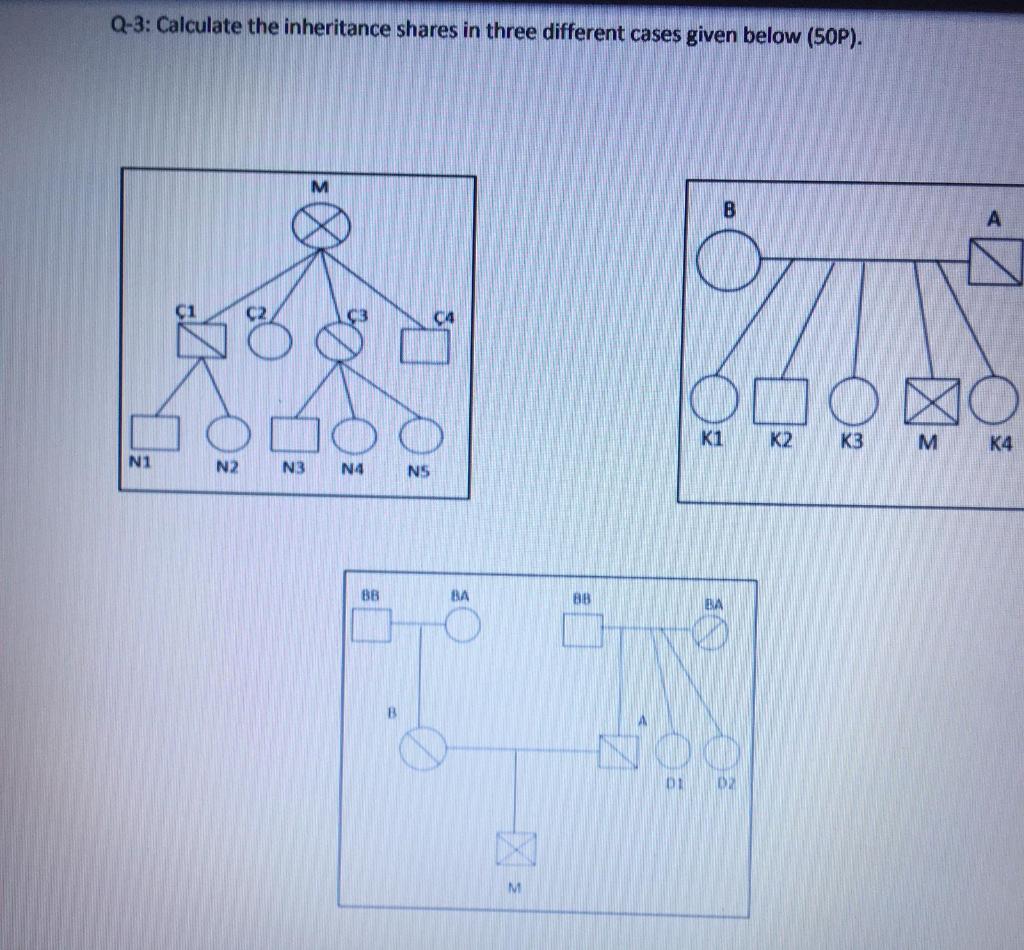 Q-3: Calculate the inheritance shares in three | Chegg.com
