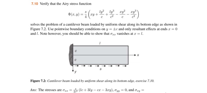 Solved Verify That The Airy Stress Function Phi(x, Y) = 8/4 | Chegg.com