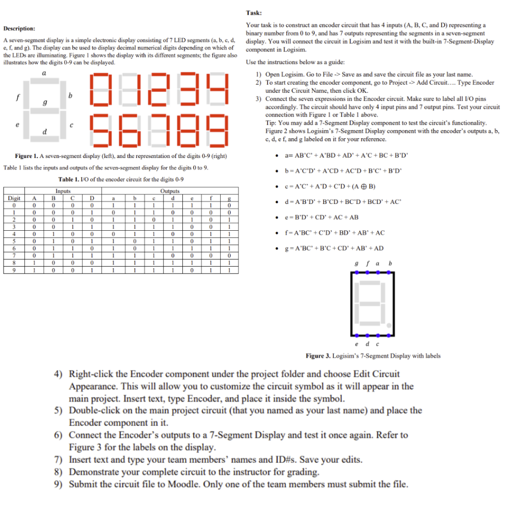 Solved Your task is to construct an encoder circuit that has