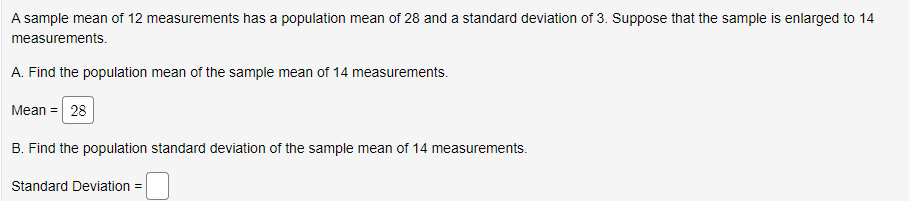Solved A sample mean of 12 measurements has a population | Chegg.com