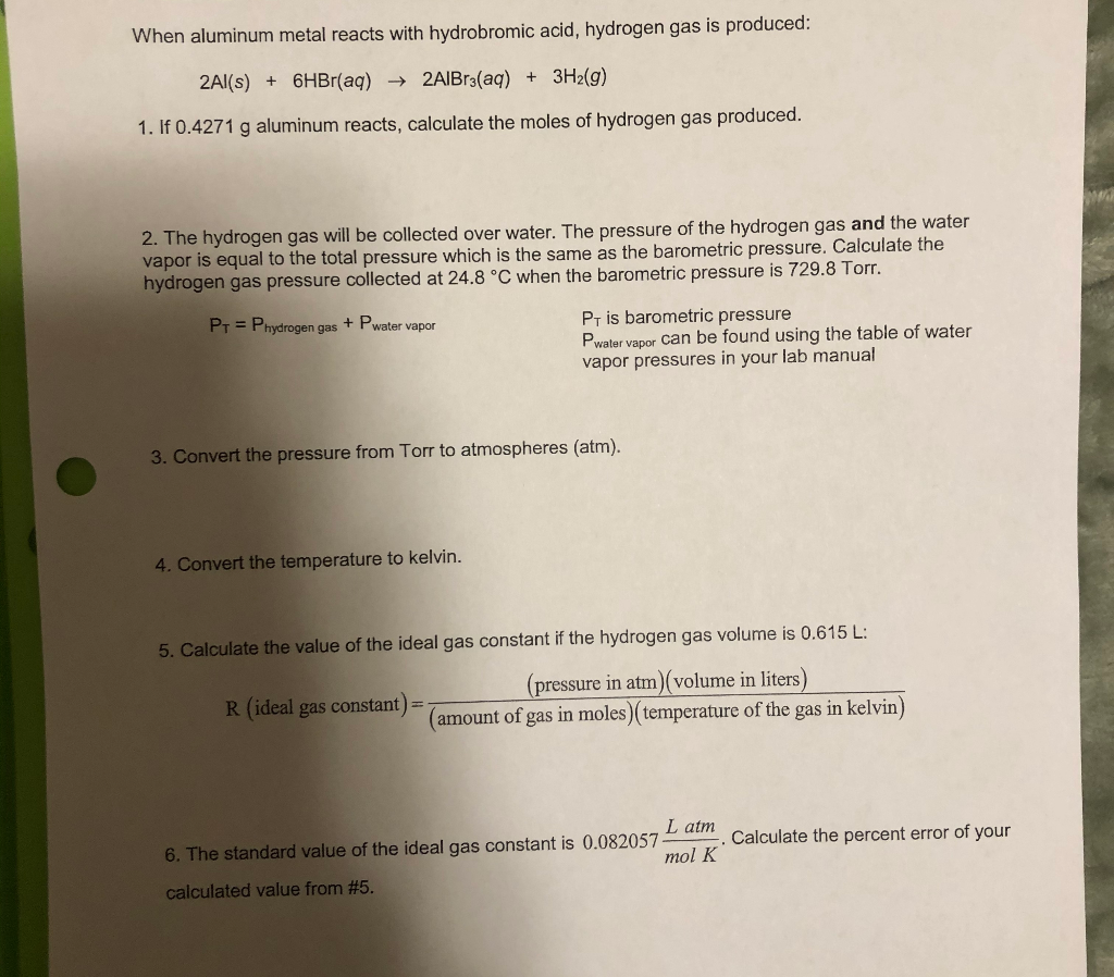 Solved When aluminum metal reacts with hydrobromic acid,