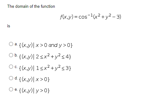find the domain of the function y cos 1 x 2 4