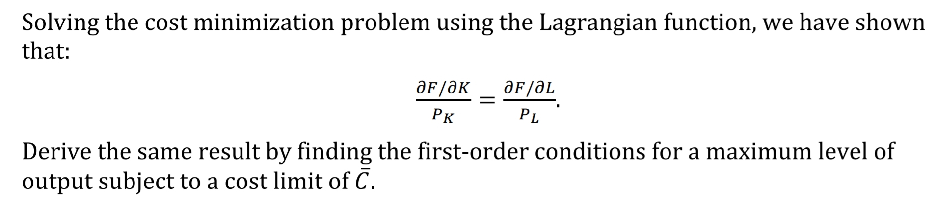 Solved Solving The Cost Minimization Problem Using The Chegg Solved Solving The Cost Minimization Problem Using The Chegg