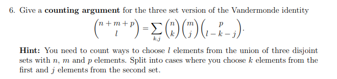 Solved Give a counting argument for the three set version of | Chegg.com