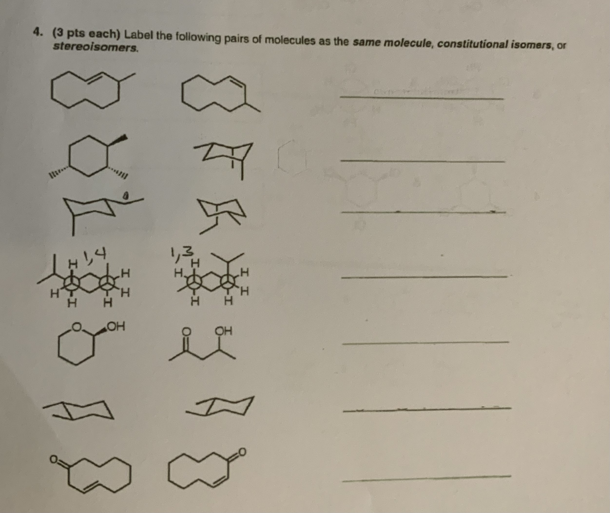 Solved 4. (3 pts each) Label the following pairs of | Chegg.com