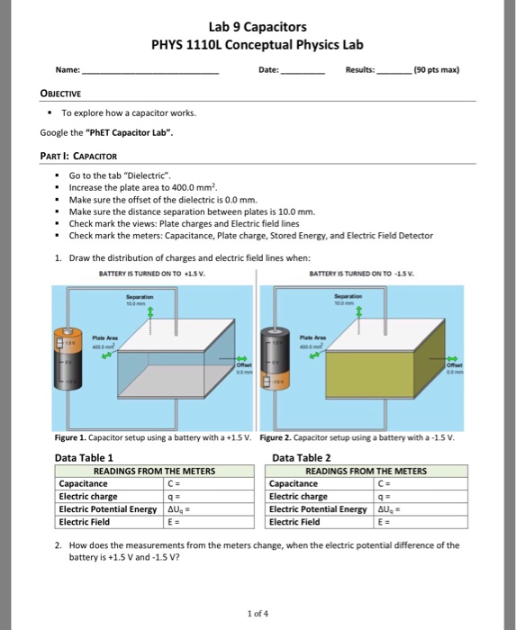 Lab 9 Capacitors PHYS 1110L Conceptual Physics Lab