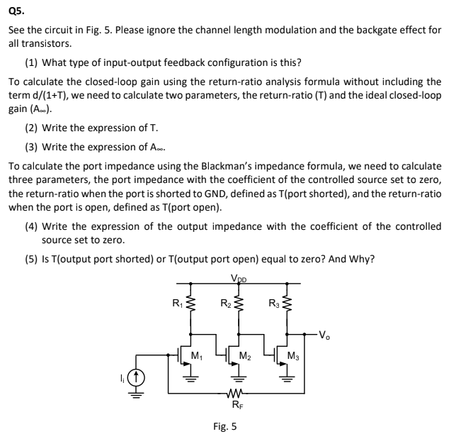 Solved See the circuit in Fig. 5. Please ignore the channel | Chegg.com