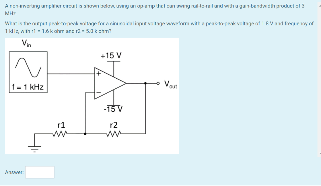 Solved An inverting amplifier circuit is shown below, using | Chegg.com