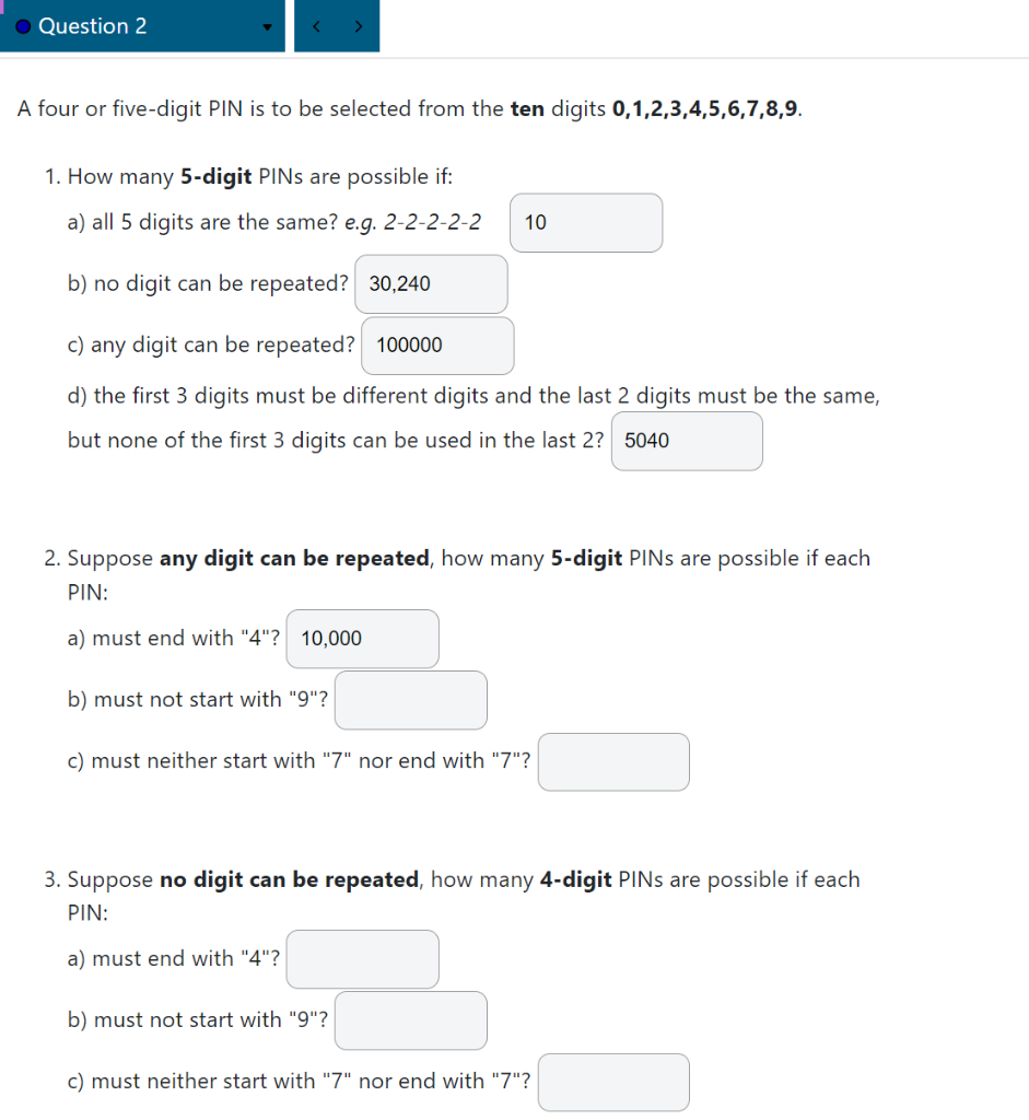 Solved A four or five-digit PIN is to be selected from the | Chegg.com