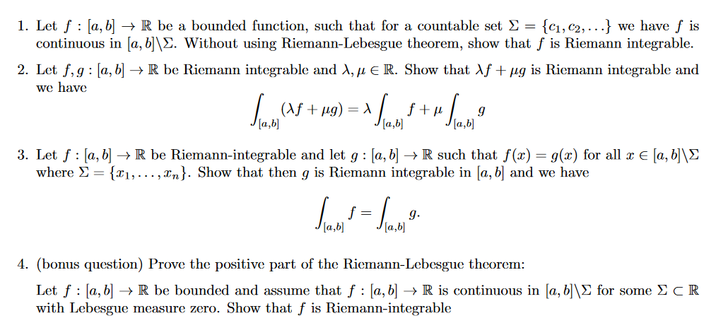 Solved 1. Let F:[a, B] + R Be A Bounded Function, Such That | Chegg.com