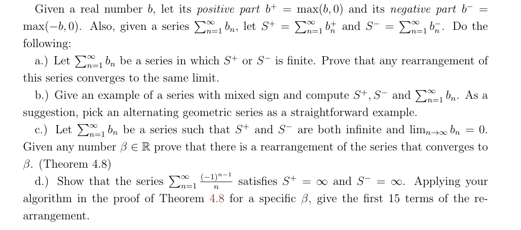 Solved = N =1 N=1 1 Given A Real Number B, Let Its Positive | Chegg.com