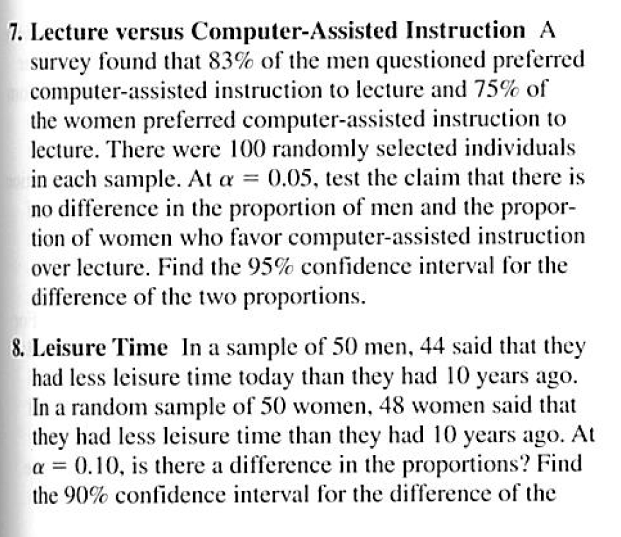 Solved 1. Lecture versus Computer-Assisted Instruction A | Chegg.com