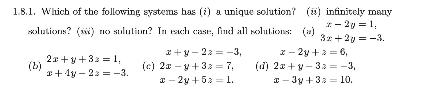 Solved 1.8.1. Which of the following systems has (i) a | Chegg.com