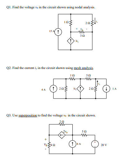 Solved Q1. Find the voltage vo in the circuit shown using | Chegg.com