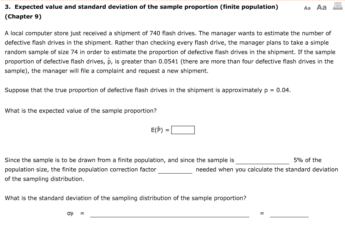 Solved Аа Аа 3. Expected value and standard deviation of the | Chegg.com