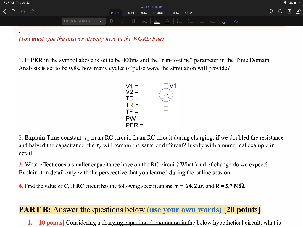 Solved 2 Calculate The Time Constant From The Below Circ Chegg Com