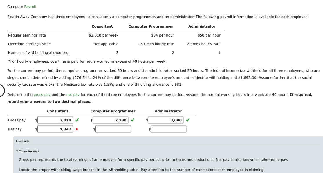 Solved Compute Payroll *For Hourly Employees, Overtime Is | Chegg.com