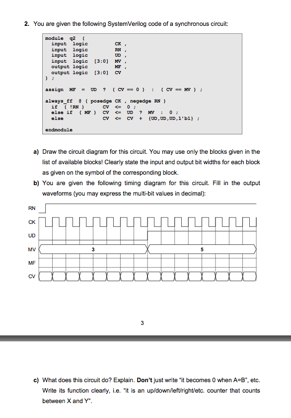 2. You are given the following System Verilog code of | Chegg.com