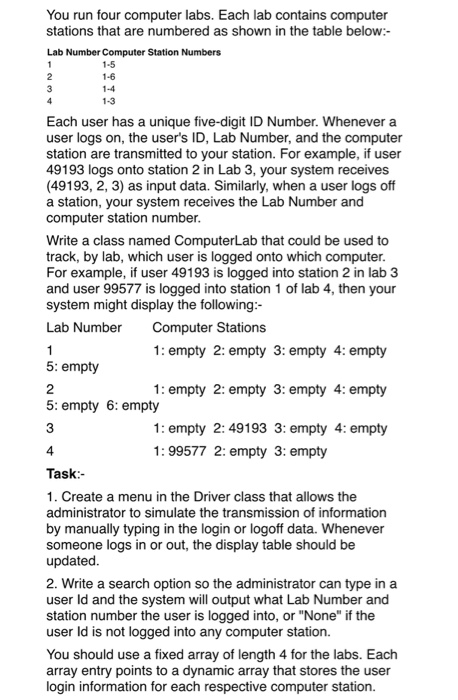 Solved You run four computer labs. Each lab contains | Chegg.com